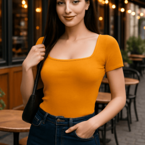 Sunshine Chic Ribbed Square Neck Top